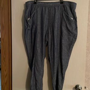 Old Navy linen pants. Shouldn’t have fake tags off-they are just too big